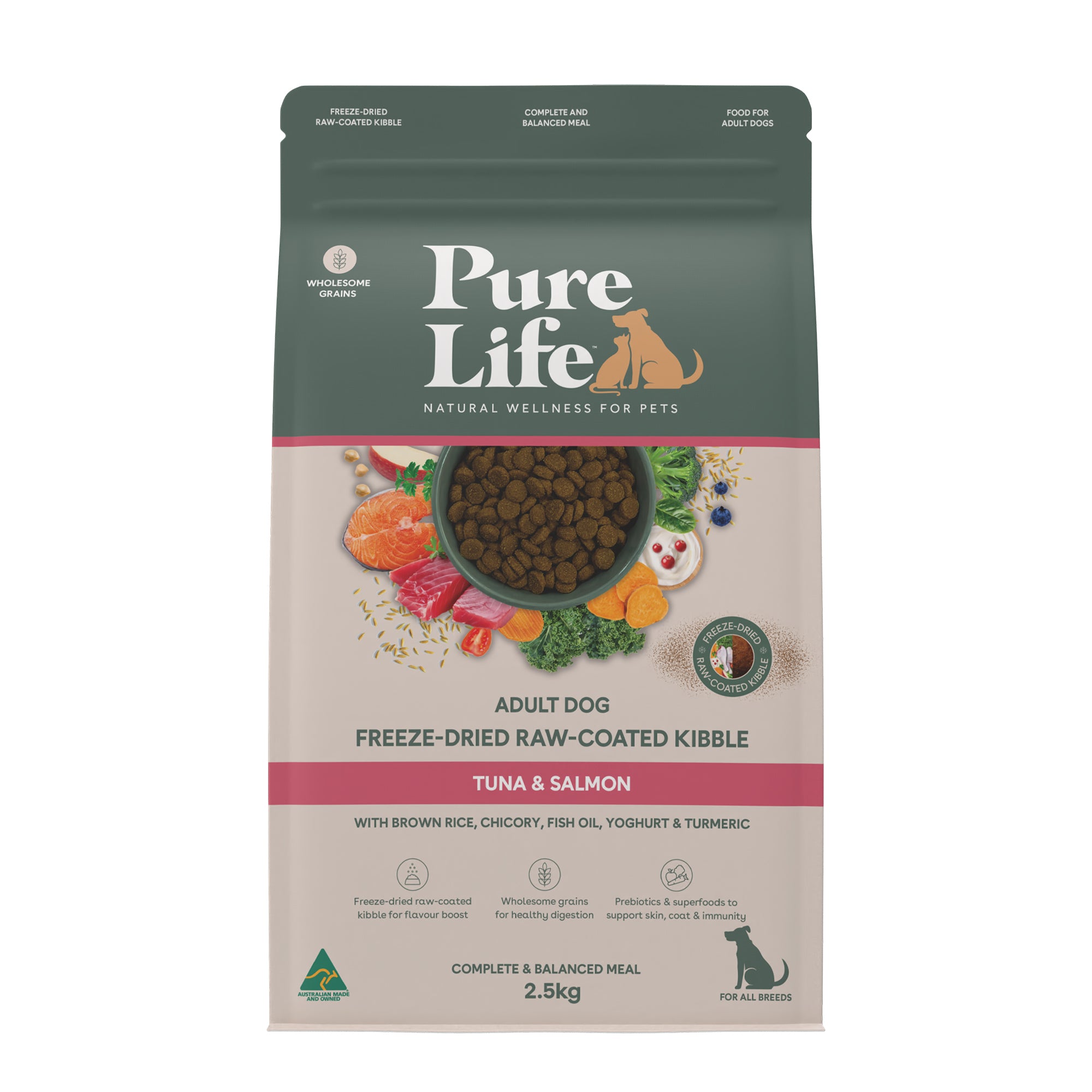 Freeze-Dried Raw-Coated Kibble Tuna & Salmon for Adult Dogs