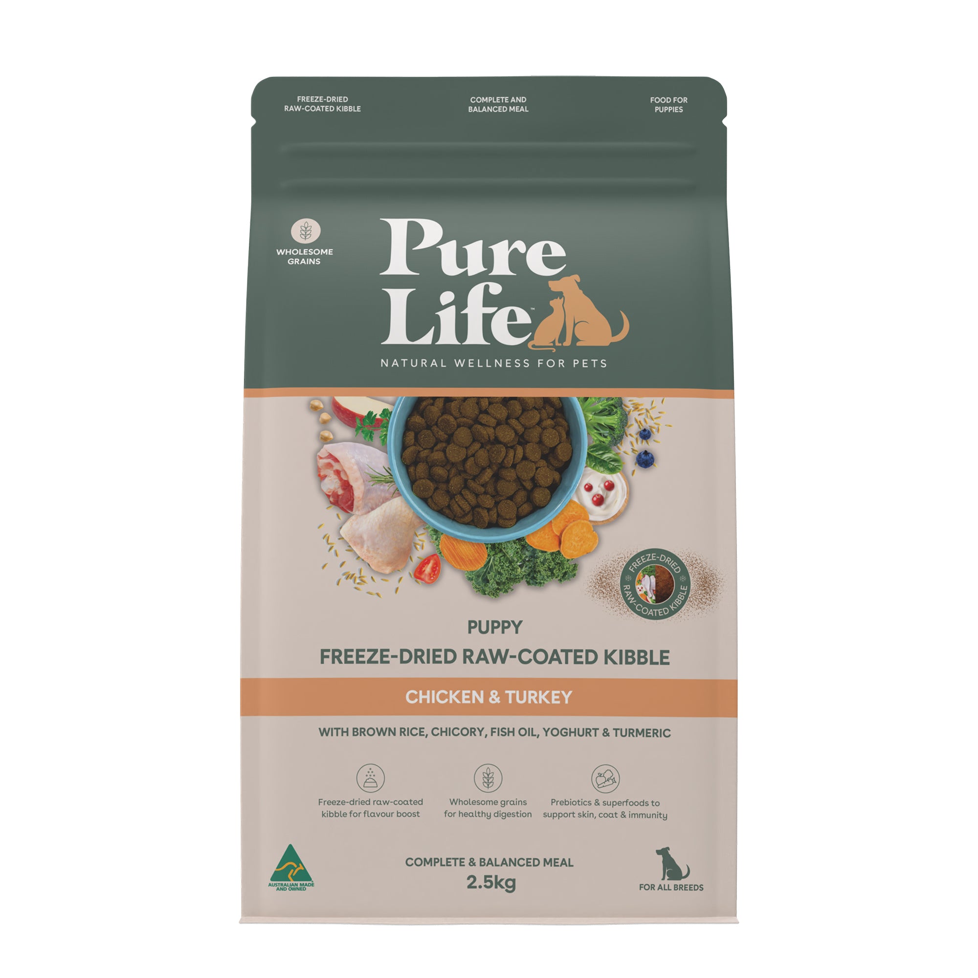 Freeze-Dried Raw-Coated Kibble Chicken & Turkey for Puppies